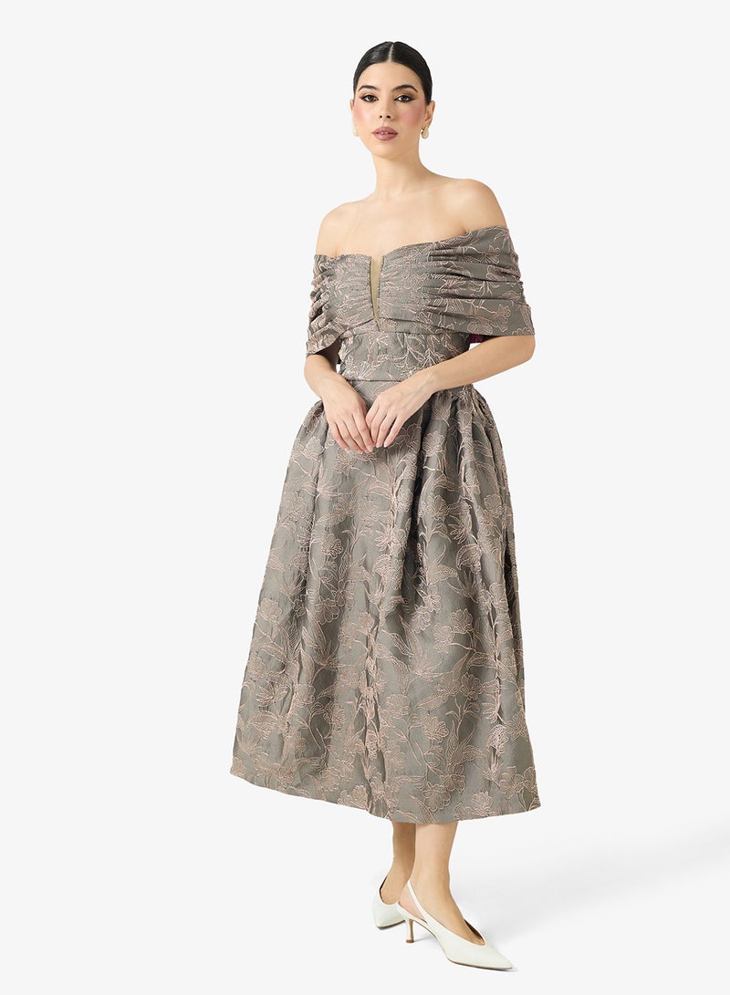 Threadz by Ajooni Floral Off-Shoulder Dress - Image 4